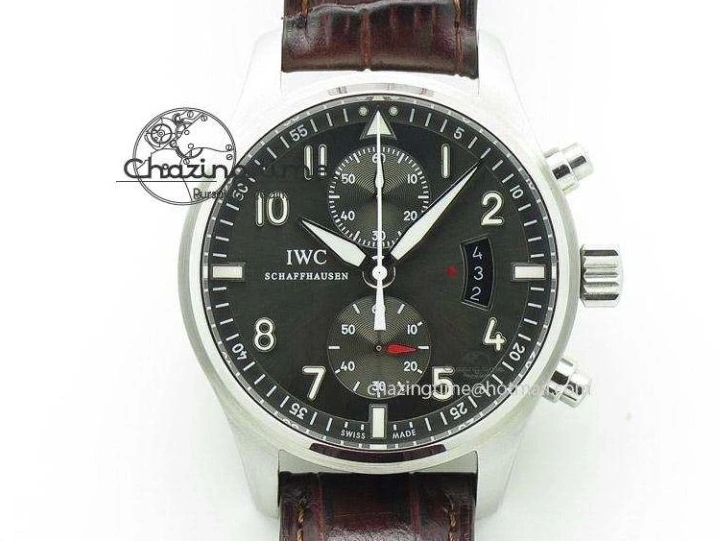 MIROTIME 0504 SmartChoice Mark XVIII IW327006 Titanium M+F 1:1 Best Edition Black Dial on Brown Leather Strap A 7145